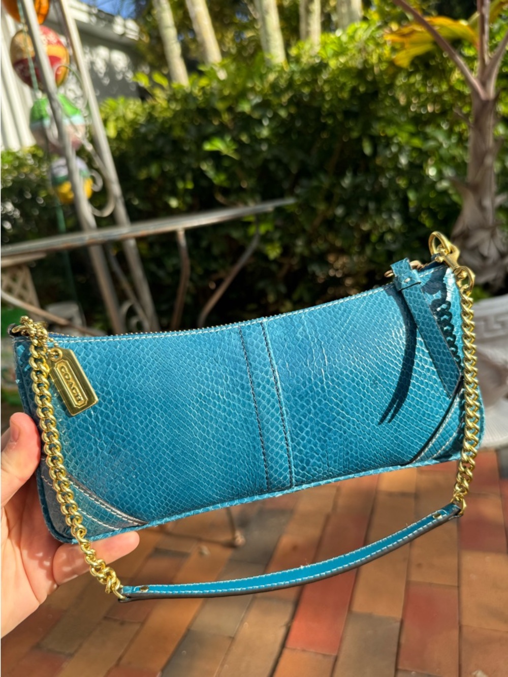 Coach Legacy Rare Exotic Blue Python 🦋Snakeskin Demi Clutch Mini Vintage Y2K - Picture 8 of 9